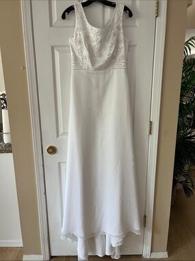 Alfred Angelo White Maxi Wedding Dress with Beaded Bodice